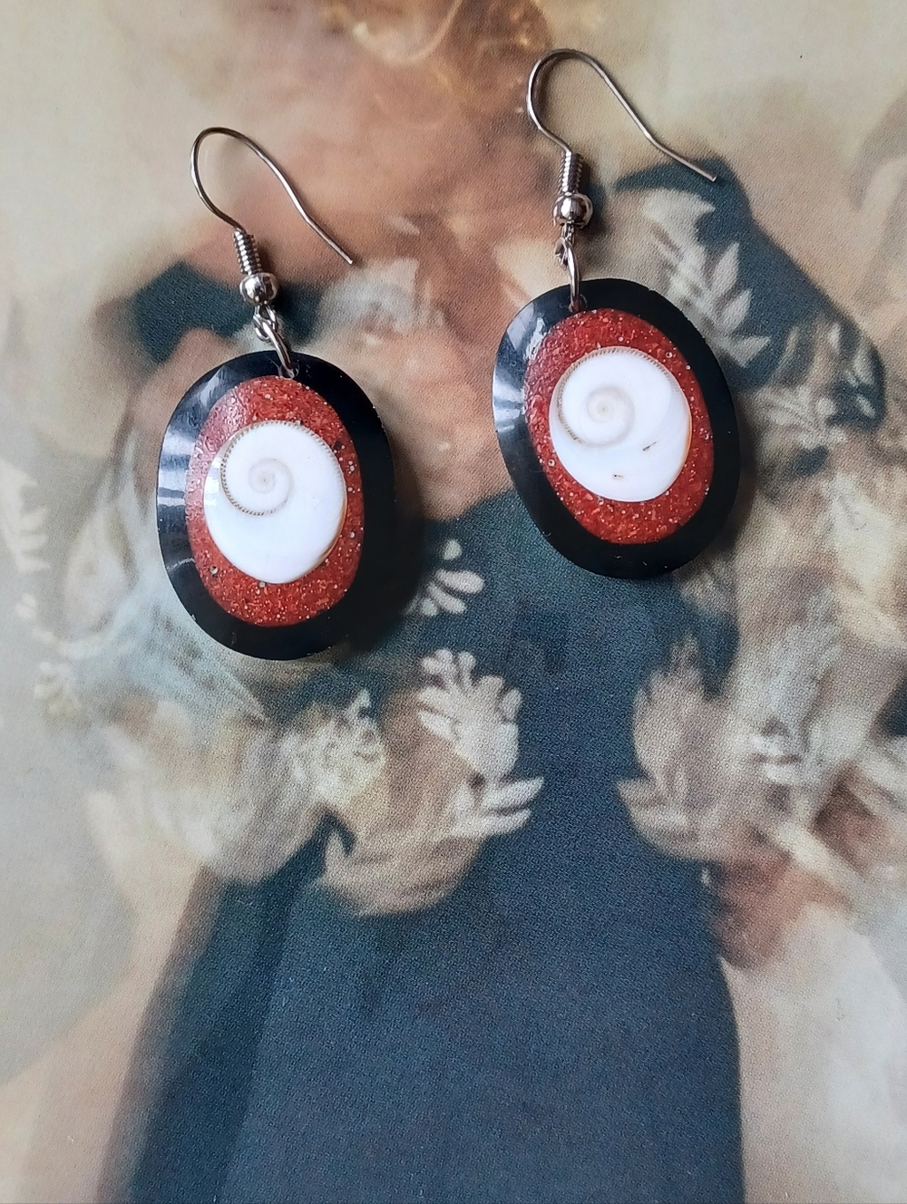 Shiva Shell & Coral Artisan Earrings 💫